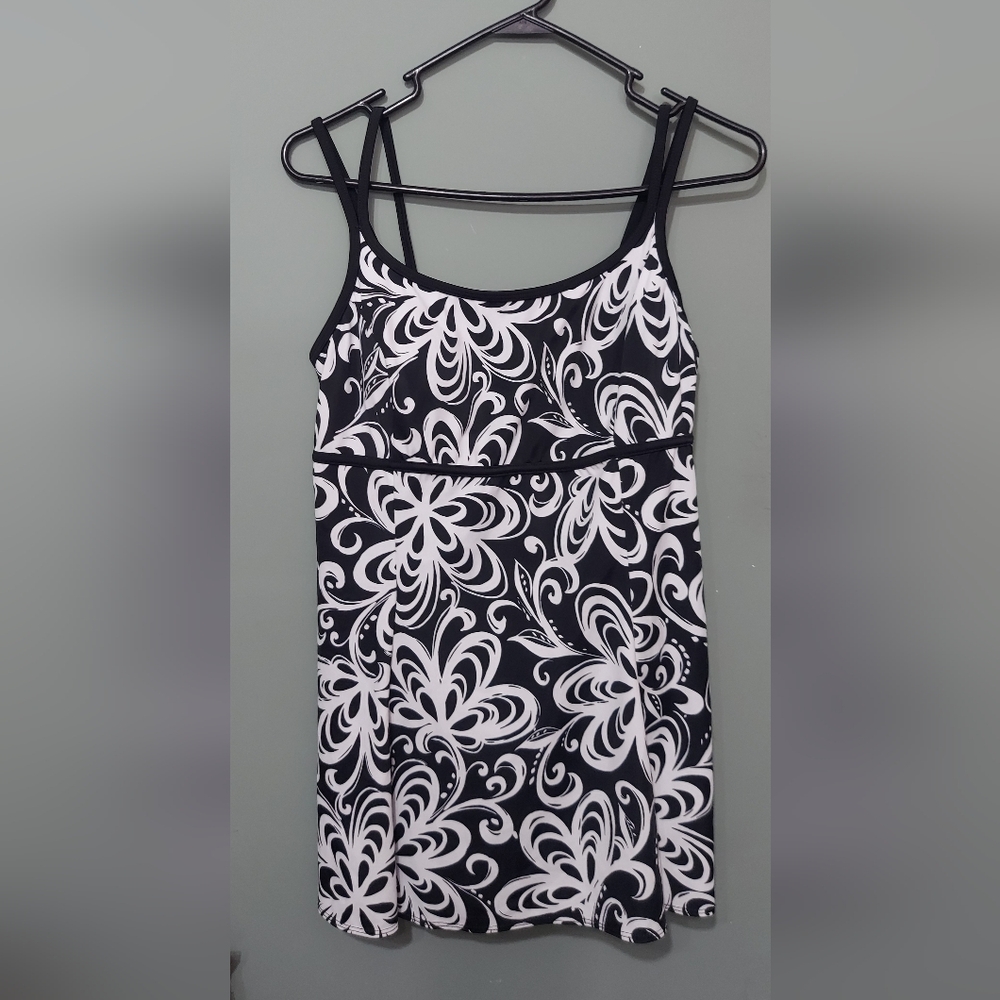 Black and White Floral Bathing Suit
